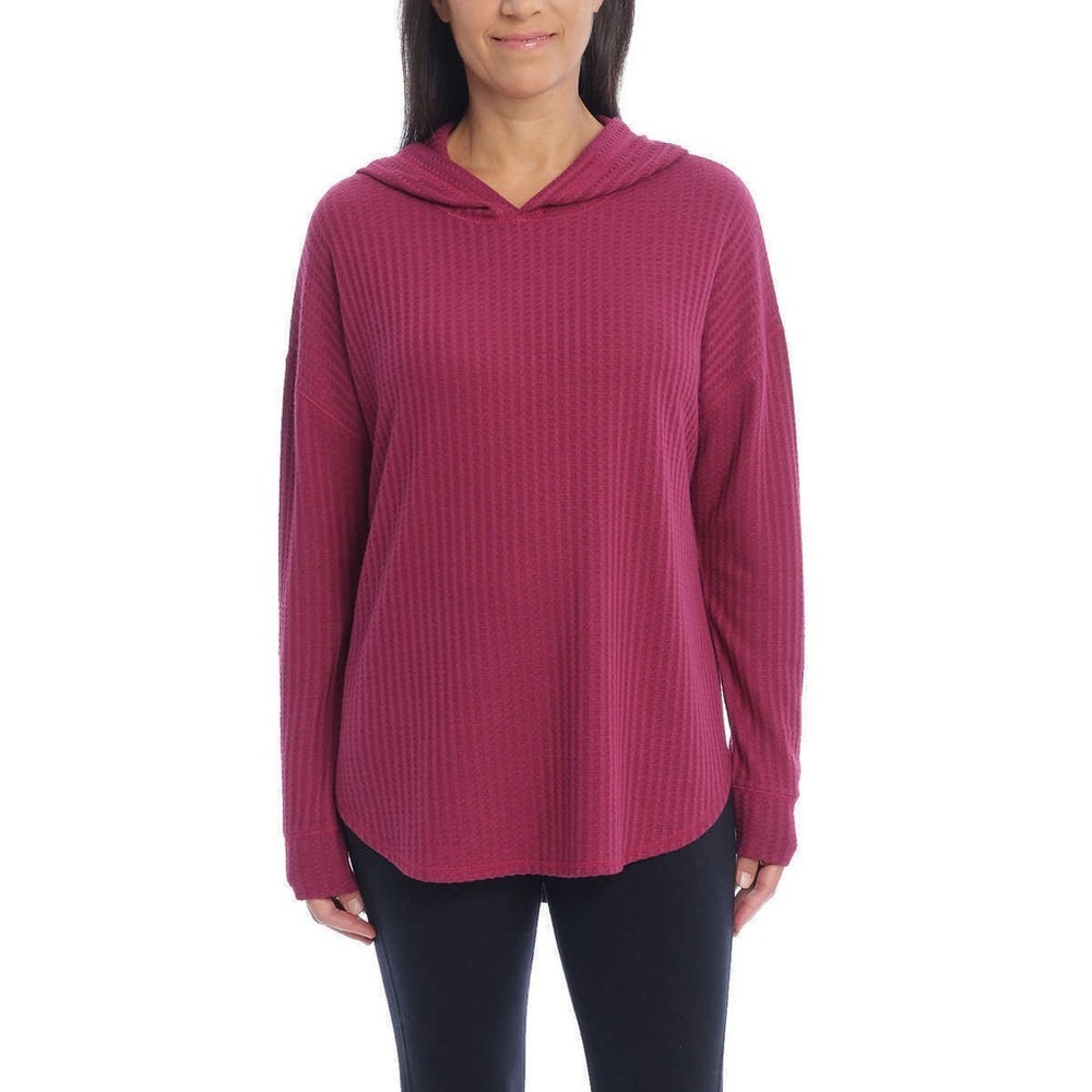 CHASER Waffle Thermal Sweatshirt Hoodie Size XL Sugar Plum Maroon Fall Outdoor